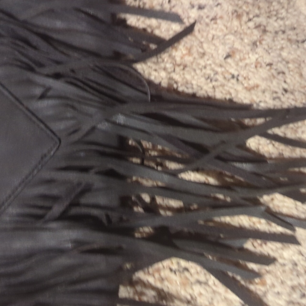Fringe Black Faux Leather Crossbody Bag - Picture 3 of 16